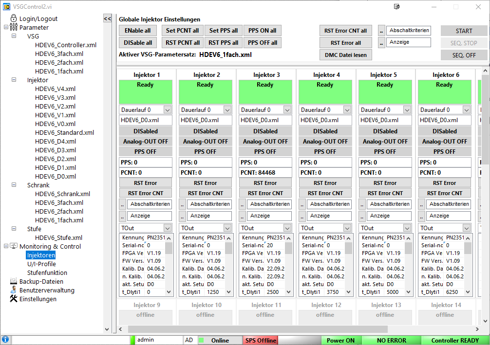 Ansteuersoftware für HDEV6-Prüfstand